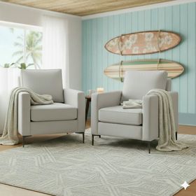 Living 311 Matilda gris claro seccional y 2 poltronas con resortes