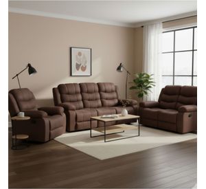 Living Reclinable Sofá 3 Cuerpos + Sofá 2 Cuerpos + Berger Café Norman SET2011LFBR