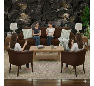 Juego de Living Pastora cafe 311 sofa resortes + 2 sitiales madera