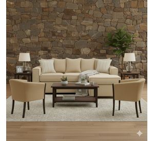 Living 311 Havanna beige seccional 3 cuerpos con resortes + 2 sitiales