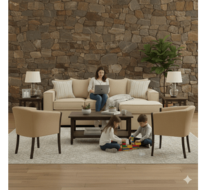 Living 311 Havanna beige seccional 3 cuerpos con resortes + 2 sitiales