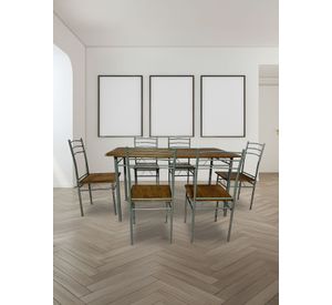 Juego de comedor 6P Capri Silver 74x80x140 cm