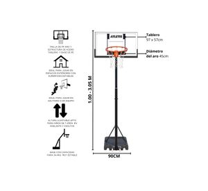 Aro de Básquetbol Ajustable 1.00 m a 3.05 m Arena