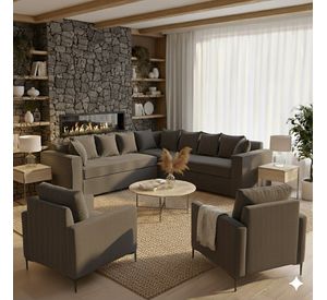 Living 311 Baco seccional mas 2 poltronas color marengo resortes pocket