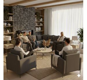 Living 311 Baco seccional mas 2 poltronas color marengo resortes pocket