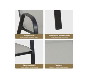 PACK 4 SILLAS DE TERRAZA  TEXTILENO Y ACERO