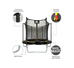 Cama Elástica Max Magic 244cm Negra con Red de Seguridad