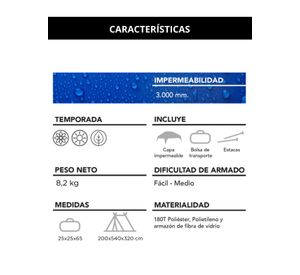 Carpa 12 Personas Camping Outdoor Azul