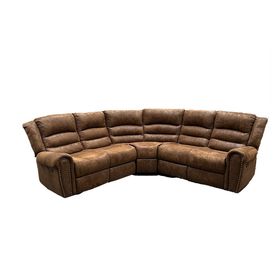 Sofá Seccional Reclinable Moderno Cuero Viejo Café Castle 7245
