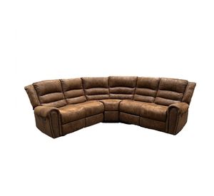 Sofá Seccional Reclinable Moderno Cuero Viejo Café Castle 7245