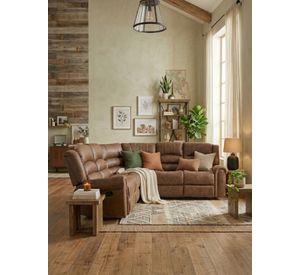 Sofá Seccional Reclinable Moderno Cuero Viejo Café Castle 7245