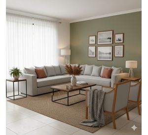 Living 311 Seccional con resortes+ 2 Sitiales Metropolitan Gris Claro