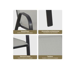 Silla de Terraza Textileno y Acero Gris
