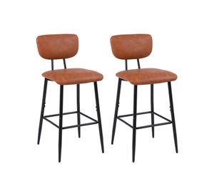Pack 2 Pisos de Bar o Cocina Mid-Century con Respaldo Marrón