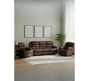 Living Sofá 3 Cuerpos Reclinable Martell Café + 2 Bergers 98060