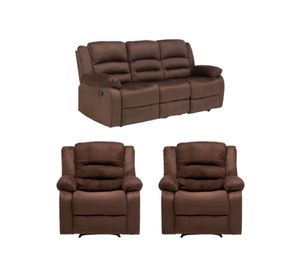 Living Sofá 3 Cuerpos Reclinable Martell Café + 2 Bergers 98060