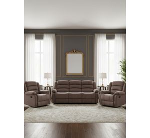 Living Sofá 3 Cuerpos Reclinable Martell Café + 2 Bergers 98060