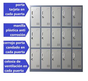 Locker Casillero Metálico 5 cuerpos 15 puertas