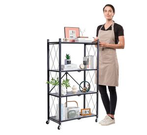 Estante Plegable de Acero con Ruedas. 4 bandejas