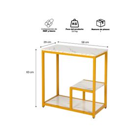 Mesa Auxiliar con Estantes de Almacenamiento Rectangular