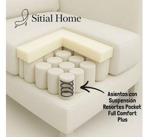 Juego de Living 311 Antonia blanco sofa con resortes + 2 sitiales madera