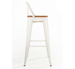 Pack 4 Pisos Bar Tolix Asiento Madera Blanco