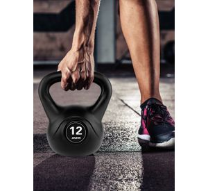 Kettlebell Mancuerna Pesa Rusa Cemento 12 Kg Negro