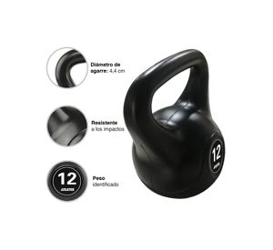 Kettlebell Mancuerna Pesa Rusa Cemento 12 Kg Negro