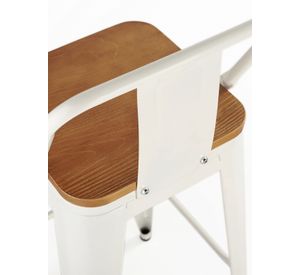 Pack 4 Pisos Bar Tolix Asiento Madera Blanco