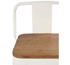 Pack 4 Pisos Bar Tolix Asiento Madera Blanco