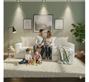 Sofá Intercambiable 5 Cuerpos Baco Blanco Hueso Resorte Pocket