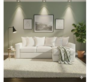 Sofá Intercambiable 5 Cuerpos Baco Blanco Hueso Resorte Pocket