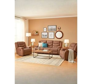 Living Reclinable Sofá 3 Cuerpos + 2 Bergers Reclinable Norman Gris SET2011GR