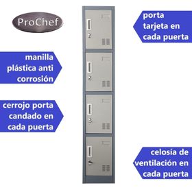 Locker Casillero metálico 1 Cuerpo 4 Puertas