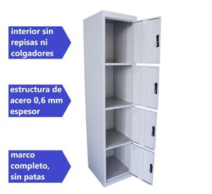Locker Casillero metálico 1 Cuerpo 4 Puertas
