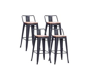Pack 4 Pisos Bar Tolix Asiento Madera Negro