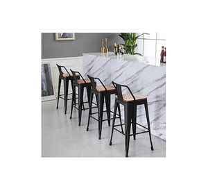Pack 4 Pisos Bar Tolix Asiento Madera Negro