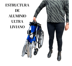 Silla de Ruedas Aluminio Ultra Liviano Aro 20-Azul