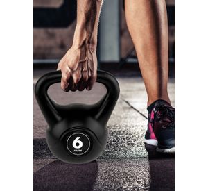 Kettlebell Mancuerna Pesa Rusa Cemento 6 Kg Negro