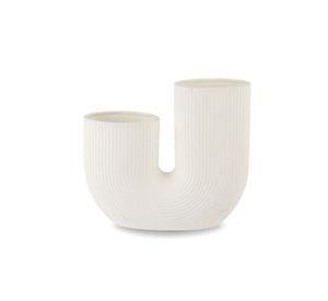 Florero Adorno Cerámica Blanco 21cm