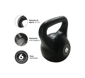 Kettlebell Mancuerna Pesa Rusa Cemento 6 Kg Negro