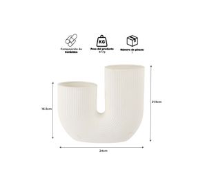Florero Adorno Cerámica Blanco 21cm