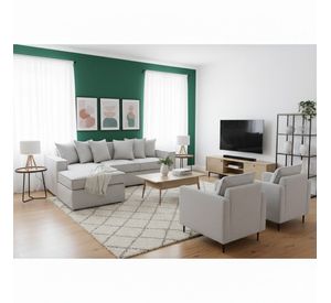 Living 311 lehmann gris seccional resortes + 2 poltronas resortes