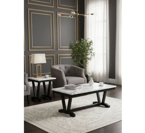 Set Mesa de Centro + Mesa Lateral Mármol Blanco 4931ML