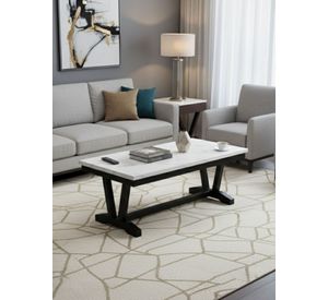 Set Mesa de Centro + Mesa Lateral Mármol Blanco 4931ML