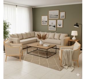 Living 311 Seccional con resortes+ 2 Sitiales Metropolitan Beige