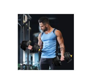 Set Barra y Mancuernas Ajustable 20 Kg Amarillo