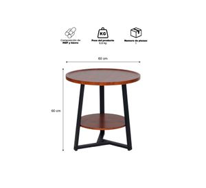 Mesa de Centro Lateral Redonda Café
