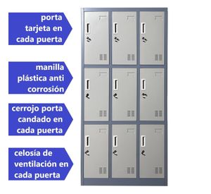 Locker Casillero metálico 3 Cuerpos 9 Puertas