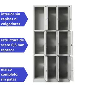 Locker Casillero metálico 3 Cuerpos 9 Puertas